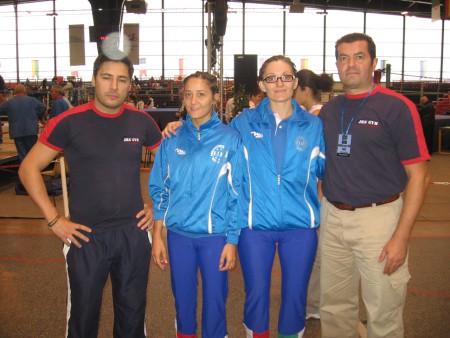 Da sx M° Leo Borghesi, Francesca Piffer, Marika Bongallino e il M° Stefano Gennaccari - Mondiali di Savate Assalto , Parigi 2008